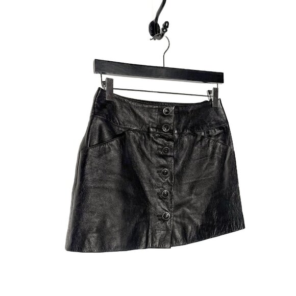 Chanel FW06 Runway Black Leather CC Buttons Mini Skirt - Picture 2 of 8